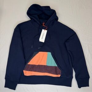 NWT Merrell Womens Navy Scrap Pullover Hoodie, Patchwork, Outdoors, Cotton